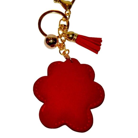 🩷3/$15🩷 Red Dog Paw Print Rhinestone Bling Keychain with tassel, gold hardware - Picture 2 of 2